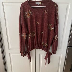 Figueroa & Flower Boho Blouse Top‎ Red Womens Size XL